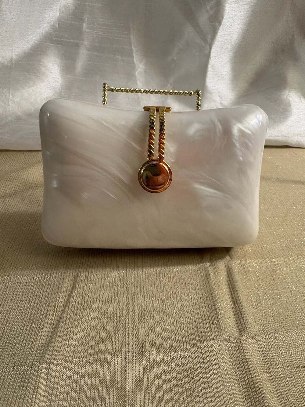 Y & S Original White Pearl Acrylic Clutch Purse